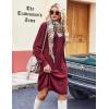 Zeagoo Fall Dresses for Women Long Sleeve Casual Pleated V Neck Dress 2025 A Line Tunic Dress(Burgundy)