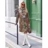 Zeagoo Fall Dresses for Women Long Sleeve Casual Pleated V Neck Dress 2025 A Line Tunic Dress(Chic Printed)