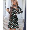 Zeagoo Fall Dresses for Women Long Sleeve Casual Pleated V Neck Dress 2025 A Line Tunic Dress(Halloween Print)
