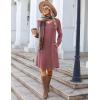 Zeagoo Fall Dresses for Women Long Sleeve Casual Pleated V Neck Dress 2025 A Line Tunic Dress(Mauve)