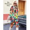 Zeagoo Fall Dresses for Women Long Sleeve Casual Pleated V Neck Dress 2025 A Line Tunic Dress(Mixed Printed)