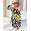 Zeagoo Fall Dresses for Women Long Sleeve Casual Pleated V Neck Dress 2025 A Line Tunic Dress(Mixed Printed)