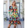 Zeagoo Fall Dresses for Women Long Sleeve Casual Pleated V Neck Dress 2025 A Line Tunic Dress(Mixed Printed)