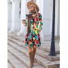 Zeagoo Fall Dresses for Women Long Sleeve Casual Pleated V Neck Dress 2025 A Line Tunic Dress(Mixed Printed)