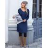 Zeagoo Fall Dresses for Women Long Sleeve Casual Pleated V Neck Dress 2025 A Line Tunic Dress(Navy)