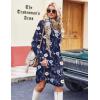 Zeagoo Fall Dresses for Women Long Sleeve Casual Pleated V Neck Dress 2025 A Line Tunic Dress(Navy Floral)