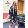 Zeagoo Fall Dresses for Women Long Sleeve Casual Pleated V Neck Dress 2025 A Line Tunic Dress(Navy Printed)