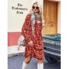Zeagoo Fall Dresses for Women Long Sleeve Casual Pleated V Neck Dress 2025 A Line Tunic Dress(Red Floral)