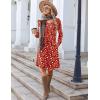 Zeagoo Fall Dresses for Women Long Sleeve Casual Pleated V Neck Dress 2025 A Line Tunic Dress(Red Floral)