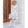 Zeagoo Fall Dresses for Women Long Sleeve Casual Pleated V Neck Dress 2025 A Line Tunic Dress(White Floral)