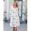 Zeagoo Fall Dresses for Women Long Sleeve Casual Pleated V Neck Dress 2025 A Line Tunic Dress(White Floral)