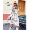 Zeagoo Fall Dresses for Women Long Sleeve Casual Pleated V Neck Dress 2025 A Line Tunic Dress(White Floral)