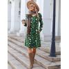 Zeagoo Fall Dresses for Women Long Sleeve Casual Pleated V Neck Dress 2025 A Line Tunic Dress(Xmas Green)