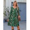 Zeagoo Fall Dresses for Women Long Sleeve Casual Pleated V Neck Dress 2025 A Line Tunic Dress(Xmas Green)