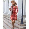 Zeagoo Fall Dresses for Women Long Sleeve Casual Pleated V Neck Dress 2025 A Line Tunic Dress(Xmas Reindeer)
