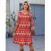 Zeagoo Fall Dresses for Women Long Sleeve Casual Pleated V Neck Dress 2025 A Line Tunic Dress(Xmas Reindeer)