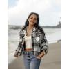 Zeagoo Flannels for Women Cropped Shacket Jacket Fashion Plaid Button Down Shirt 2026 Fall Coat Tops(Ydl4)