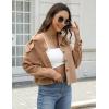 Zeagoo Flannels for Women Cropped Shacket Jacket Fashion Plaid Button Down Shirt 2026 Fall Coat Tops(Z-camel)