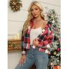 Zeagoo Flannels for Women Cropped Shacket Jacket Fashion Plaid Button Down Shirt 2026 Fall Coat Tops(Z-gz545)