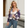 Zeagoo Flannels for Women Cropped Shacket Jacket Fashion Plaid Button Down Shirt 2026 Fall Coat Tops(Z-gz663)