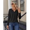 Zeagoo Long Sleeve Shirts for Women Casual V Neck Fall Tops Dressy Summer Work Blouses Clothes(Black)