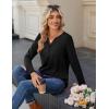 Zeagoo Long Sleeve Shirts for Women Casual V Neck Fall Tops Dressy Summer Work Blouses Clothes(Black)