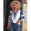 Zeagoo Long Sleeve Shirts for Women Casual V Neck Fall Tops Dressy Summer Work Blouses Clothes(Blue and White)