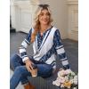 Zeagoo Long Sleeve Shirts for Women Casual V Neck Fall Tops Dressy Summer Work Blouses Clothes(Blue and White)