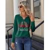 Zeagoo Long Sleeve Shirts for Women Casual V Neck Fall Tops Dressy Summer Work Blouses Clothes(Christmas Green)