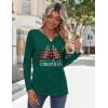 Zeagoo Long Sleeve Shirts for Women Casual V Neck Fall Tops Dressy Summer Work Blouses Clothes(Christmas Green)