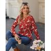Zeagoo Long Sleeve Shirts for Women Casual V Neck Fall Tops Dressy Summer Work Blouses Clothes(Christmas Red)
