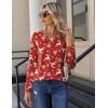 Zeagoo Long Sleeve Shirts for Women Casual V Neck Fall Tops Dressy Summer Work Blouses Clothes(Christmas Red)