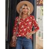 Zeagoo Long Sleeve Shirts for Women Casual V Neck Fall Tops Dressy Summer Work Blouses Clothes(Christmas Red)