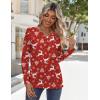 Zeagoo Long Sleeve Shirts for Women Casual V Neck Fall Tops Dressy Summer Work Blouses Clothes(Christmas Red)
