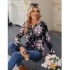 Zeagoo Long Sleeve Shirts for Women Casual V Neck Fall Tops Dressy Summer Work Blouses Clothes(Floral Black)