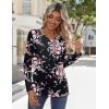 Zeagoo Long Sleeve Shirts for Women Casual V Neck Fall Tops Dressy Summer Work Blouses Clothes(Floral Black)
