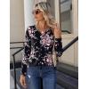 Zeagoo Long Sleeve Shirts for Women Casual V Neck Fall Tops Dressy Summer Work Blouses Clothes(Floral Black)