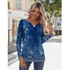 Zeagoo Long Sleeve Shirts for Women Casual V Neck Fall Tops Dressy Summer Work Blouses Clothes(Floral Blue)
