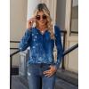 Zeagoo Long Sleeve Shirts for Women Casual V Neck Fall Tops Dressy Summer Work Blouses Clothes(Floral Blue)