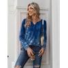 Zeagoo Long Sleeve Shirts for Women Casual V Neck Fall Tops Dressy Summer Work Blouses Clothes(Floral Blue)