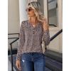 Zeagoo Long Sleeve Shirts for Women Casual V Neck Fall Tops Dressy Summer Work Blouses Clothes(Floral Brown)