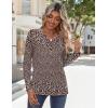 Zeagoo Long Sleeve Shirts for Women Casual V Neck Fall Tops Dressy Summer Work Blouses Clothes(Floral Brown)
