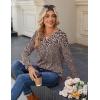 Zeagoo Long Sleeve Shirts for Women Casual V Neck Fall Tops Dressy Summer Work Blouses Clothes(Floral Brown)