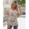Zeagoo Long Sleeve Shirts for Women Casual V Neck Fall Tops Dressy Summer Work Blouses Clothes(Floral Champagne)