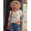 Zeagoo Long Sleeve Shirts for Women Casual V Neck Fall Tops Dressy Summer Work Blouses Clothes(Floral Champagne)