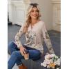 Zeagoo Long Sleeve Shirts for Women Casual V Neck Fall Tops Dressy Summer Work Blouses Clothes(Floral Champagne)