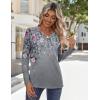 Zeagoo Long Sleeve Shirts for Women Casual V Neck Fall Tops Dressy Summer Work Blouses Clothes(Floral Grey)