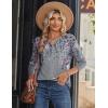 Zeagoo Long Sleeve Shirts for Women Casual V Neck Fall Tops Dressy Summer Work Blouses Clothes(Floral Grey)