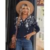 Zeagoo Long Sleeve Shirts for Women Casual V Neck Fall Tops Dressy Summer Work Blouses Clothes(Floral Navy)