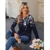 Zeagoo Long Sleeve Shirts for Women Casual V Neck Fall Tops Dressy Summer Work Blouses Clothes(Floral Navy)